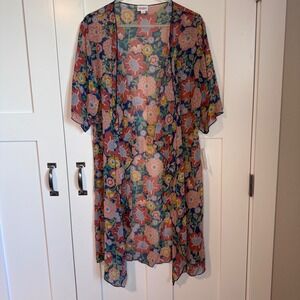 NWT LuLaRoe Shirley Kimono Open Front Women's Size Medium Floral Print Sheer New